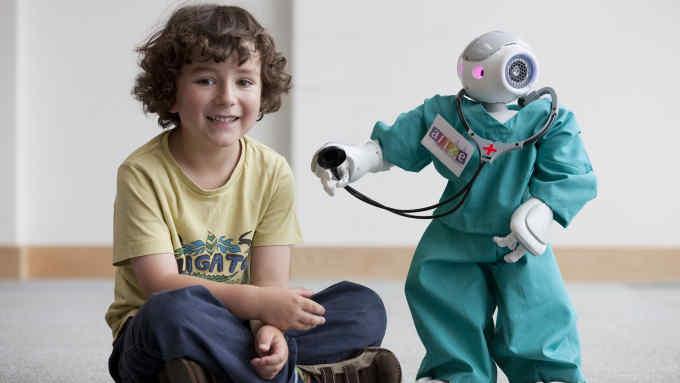 ALIZ-E project: Nao robot (and children). Study into how robots could act as companions for young children. the robots are to be tested in children's hospital's.