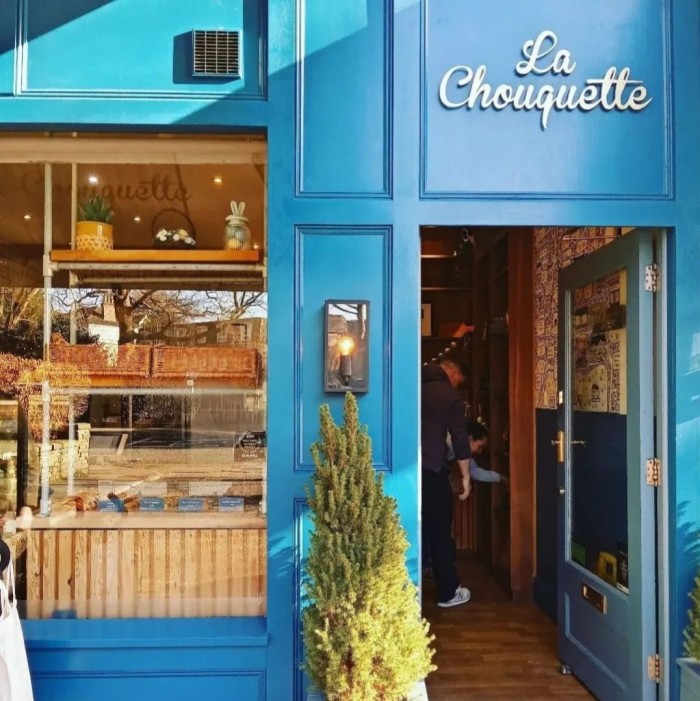 La Chouquette’s bright-blue storefront in Manchester