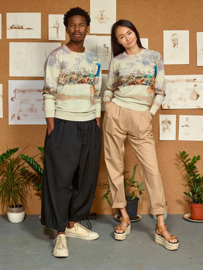 Kiziwani sweaters by Stella Jean and Michael Armitage for ArtColLab, 2020