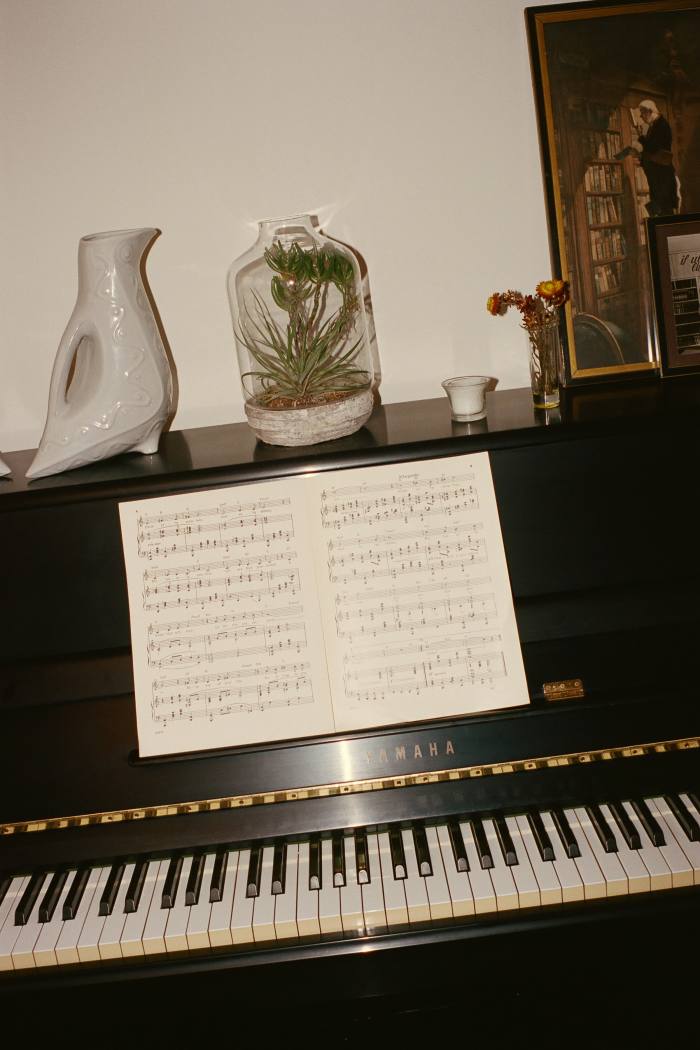 Her piano in her apartment
