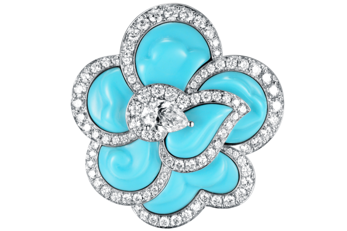 James Ganh x Fabergé white-gold, diamond and turquoise ring, £10,300