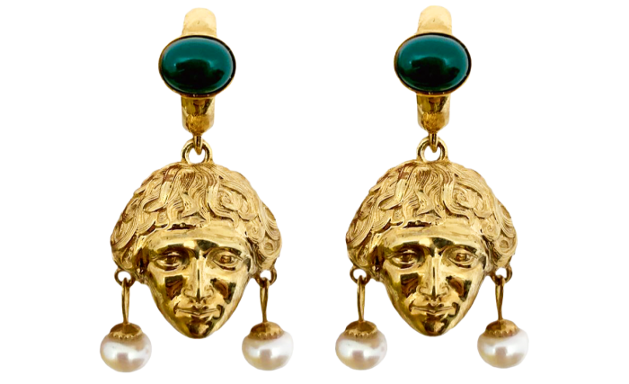 Gunia Project silver and agate Atlas Heads earrings, $450