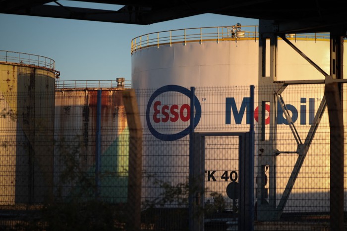 Storage tanks with the ‘Esso-ExxonMobil’ logo