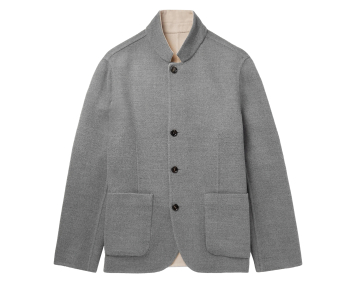 Brunello Cucinelli wool Nehru collar reversible overshirt, £6,495, mrporter.com