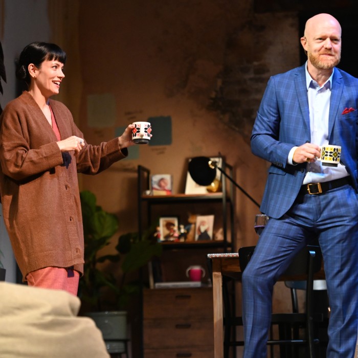 On stage with Jake Wood in 2.22: A Ghost Story, at London’s Noël Coward Theatre, 2021
