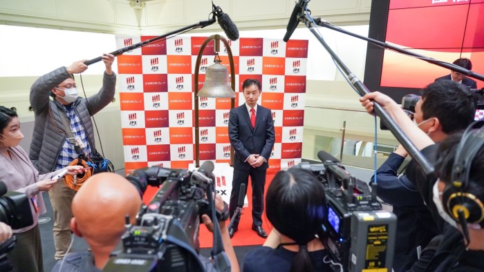 Noriaki Maruyama, president of SBI Sumishin Net Bank at its listing ceremony in Tokyo