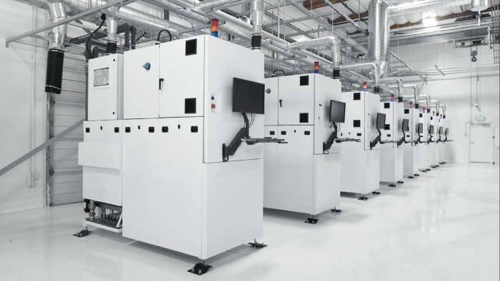 a row of lab machines inside Diamond Foundry