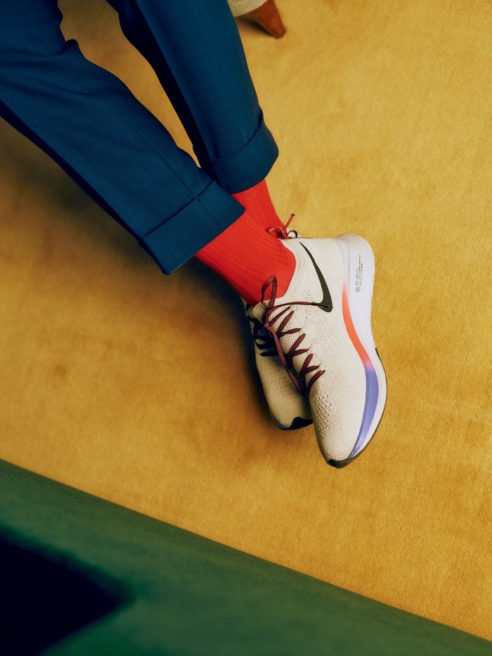 Nike trainers and a suit – one of his style signifiers