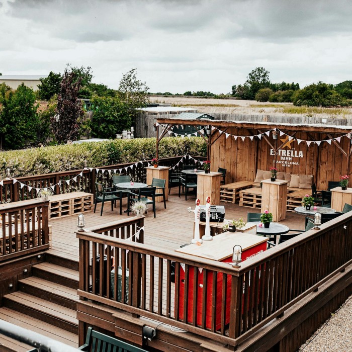 The deck of the pub/restaurant’s beer garden