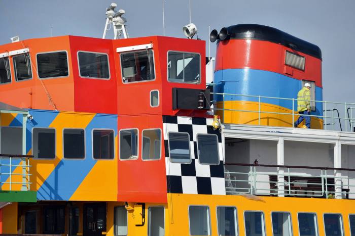 Peter Blake’s Everybody Razzle Dazzle, 2015, on a Mersey ferry