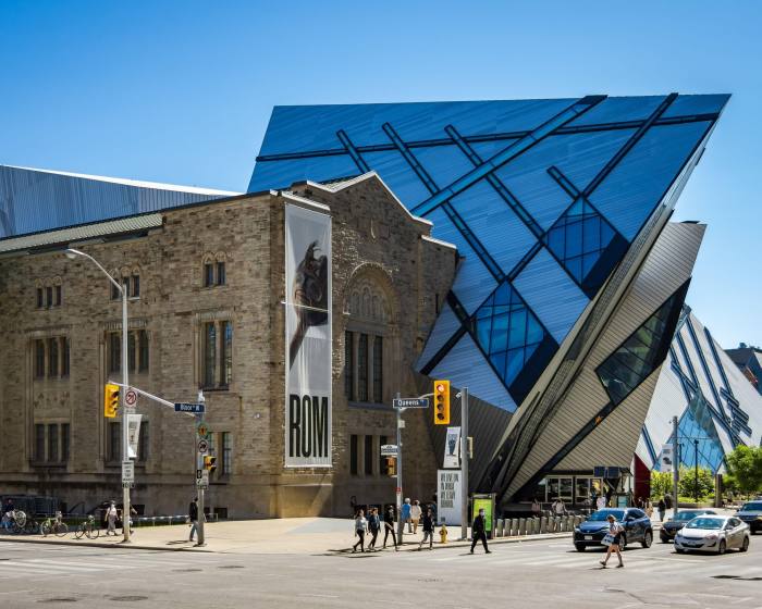 Daniel Libeskind’s Michael Lee-Chin Crystal – a giant skewed glass pyramid bursting from the side of the Royal Ontario Museum