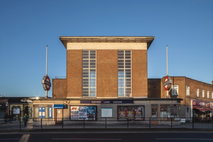 Grade II- listed Rayners Lane station, built in 1938 and designed by Reginald Uren and Charles Holden, from London Tube Stations
