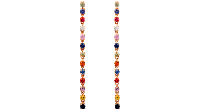 Roxanne First rose-gold and rainbow-sapphire earrings, £1,250
