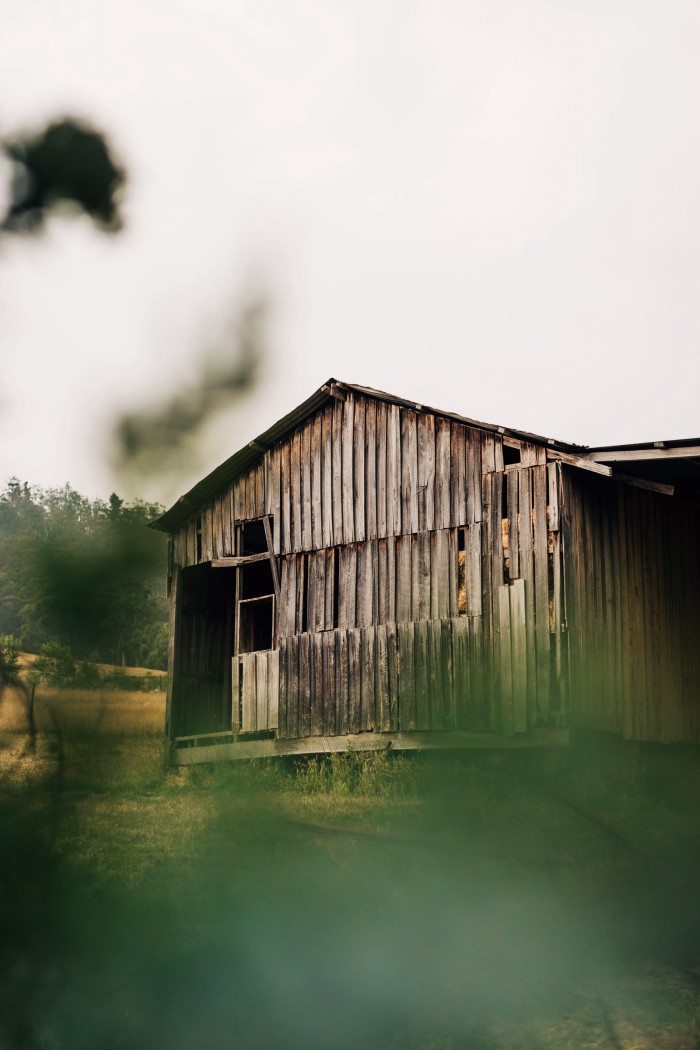 A barn at Gregory’s farm in Tasmania