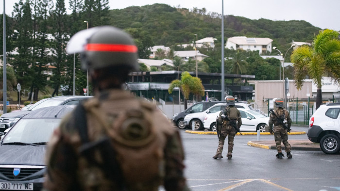 French soldiers patrolling around New Caledonia’s airport