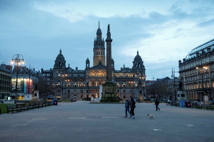 George Square in Glasgow, Scotland on March 24