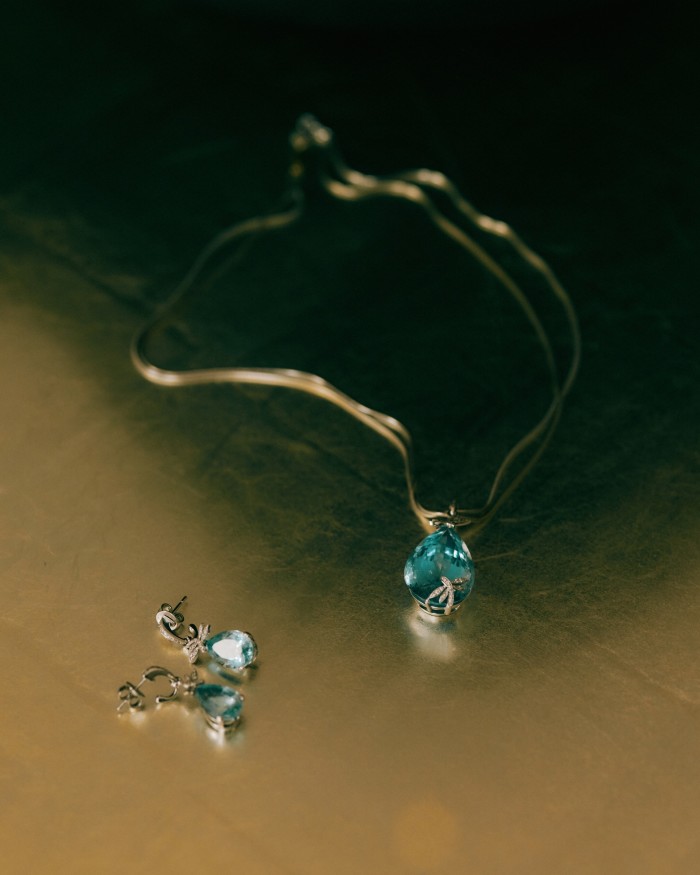 The Boodles aquamarine suite reset from a brooch given to Annie Wainwright by her mother-in-law