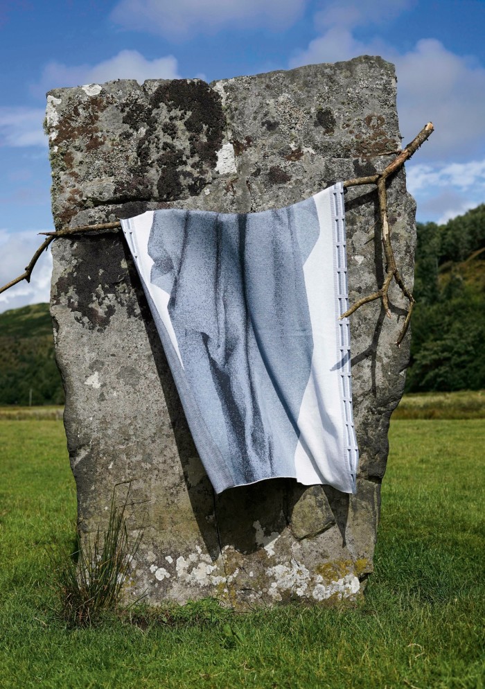 Jeni Allison lambswool jacquard Digital Drape blanket, £385, bard-scotland.com