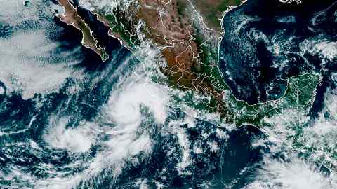 A satellite image shows Hurricane Orlene on October 1