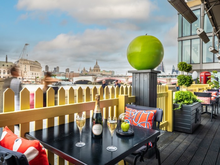 The Sea Containers terrace pays homage to René Magritte