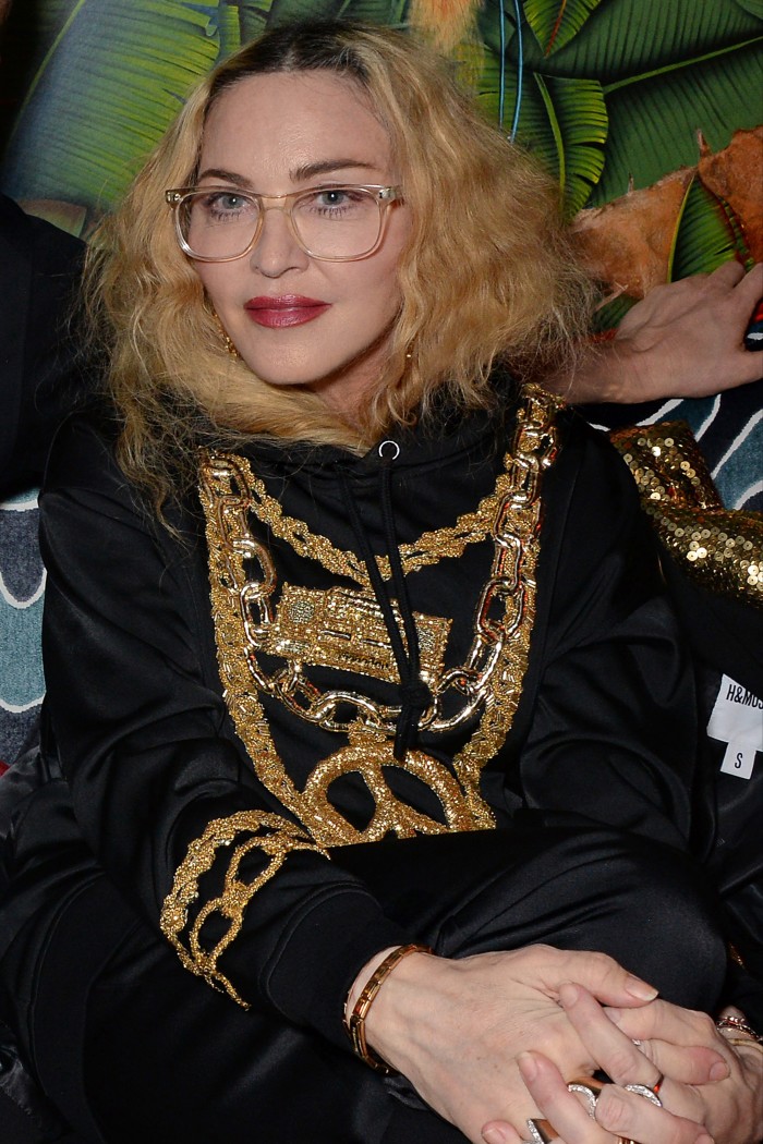 Madonna in London in 2018; she wears Cubitts Calthorpe glasses, £125