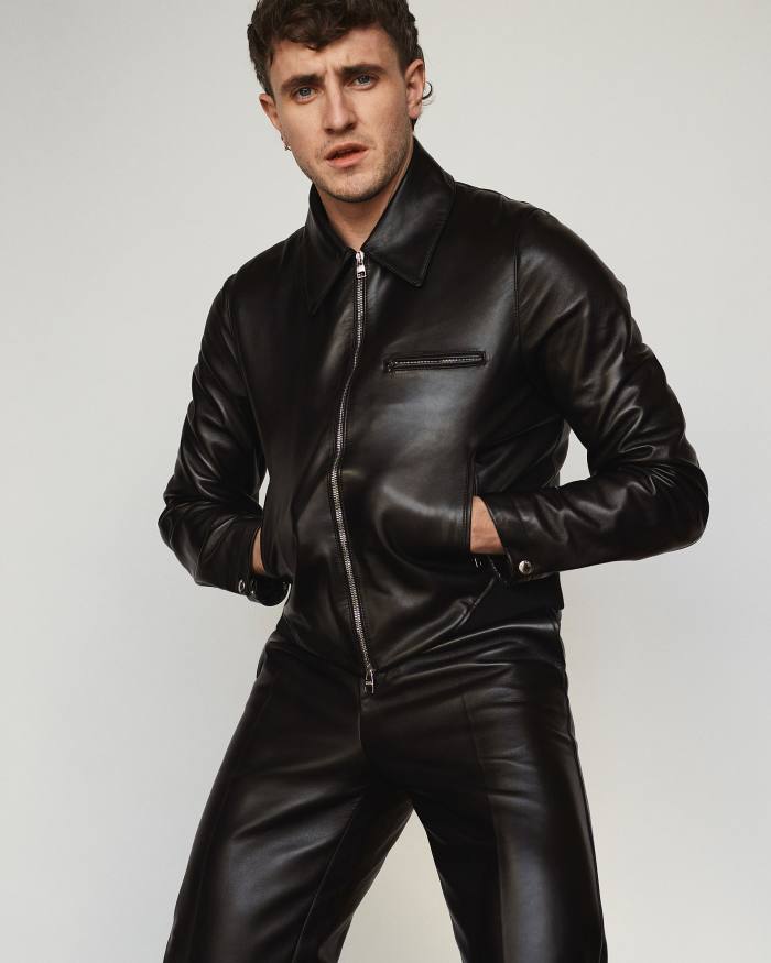 Alexander McQueen leather jacket, £3,450, and matching trousers, £4,090