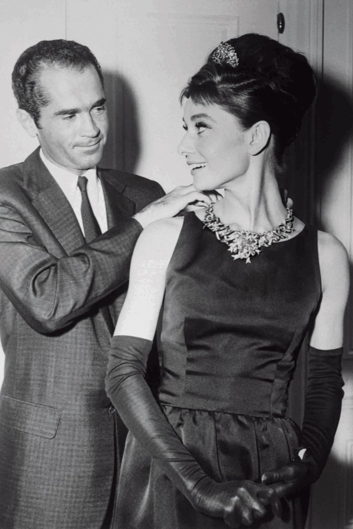 Audrey Hepburn in the famed Tiffany Diamond necklace she wore in Breakfast at Tiffany’s