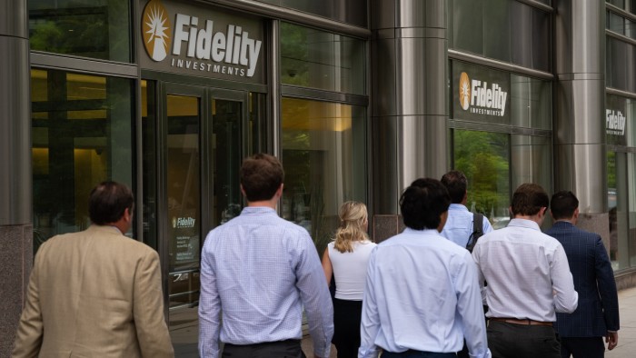 Workers outside a Fidelity office