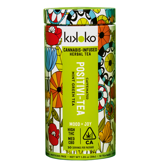 Kikoko Positivi-Tea cannabis-infused mint green tea bags, from $6 for one bag