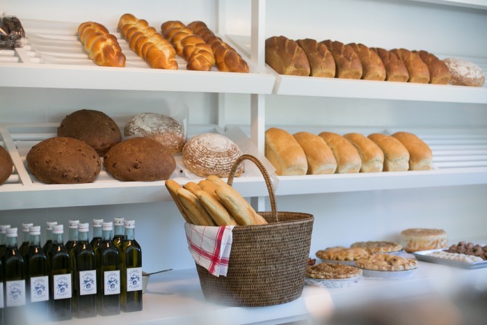Freshly baked bread on the shelves of Loaves & Fishes