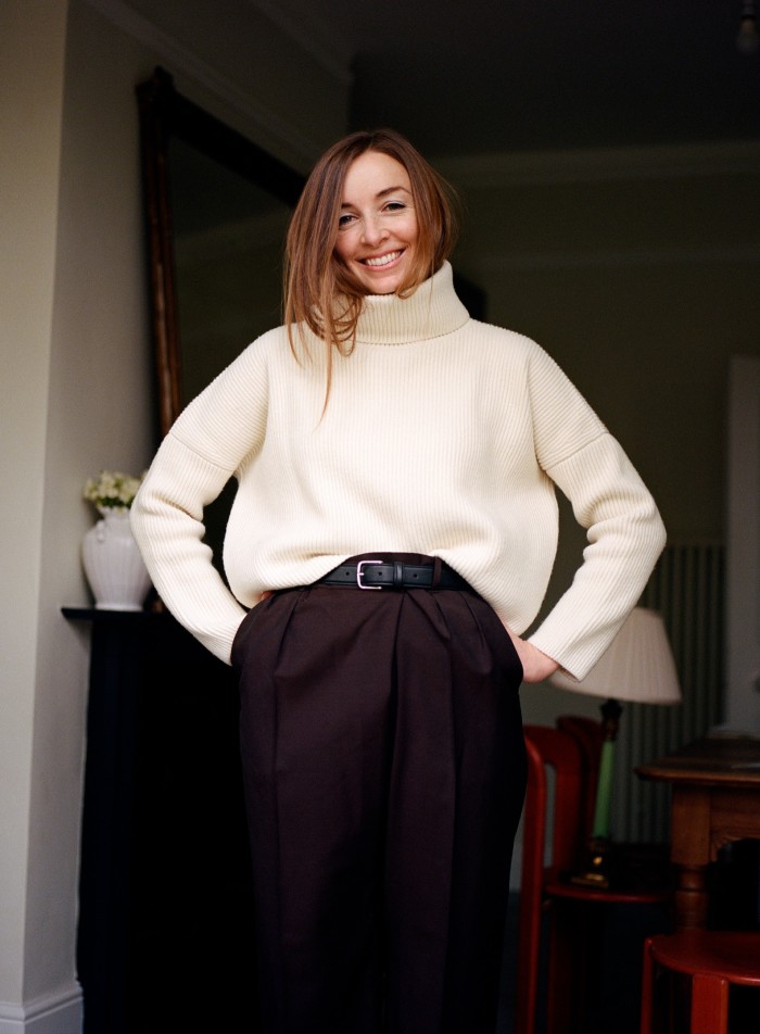 The author wears Another Tomorrow funnel-neck sweater, £617. The Row trousers and second-hand belt, both Lauren’s own