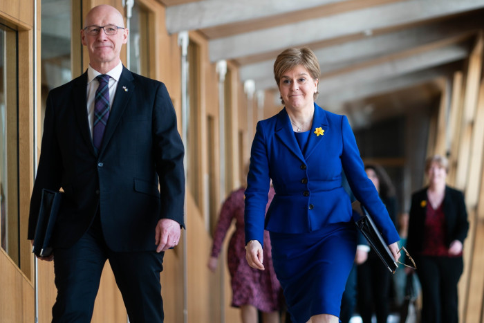 John Swinney, when deputy first minister, with the first minister at the time Nicola Sturgeon at Holyrood