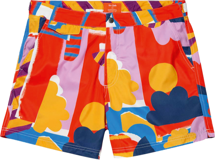 Sunspel x John Booth Sun & Clouds Upcycled swim shorts, £145