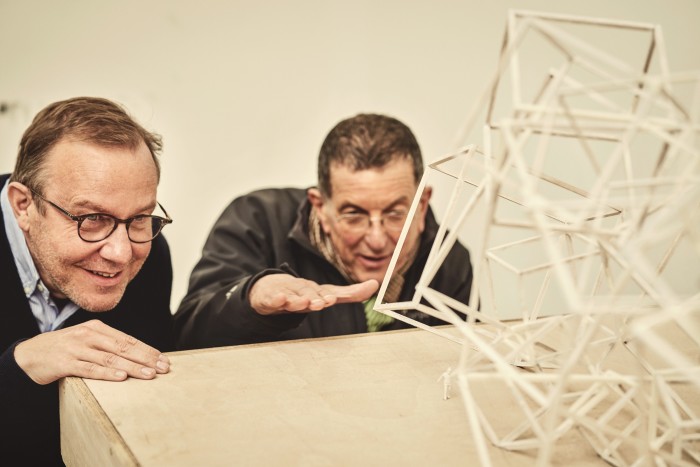 Hufkens and Gormley at the latter’s studio in London