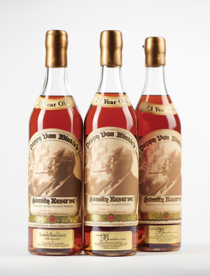 Pappy Van Winkle 23-Year-Old, sold by Zachys Wine Auctions for $13,695 per bottle in November 2021