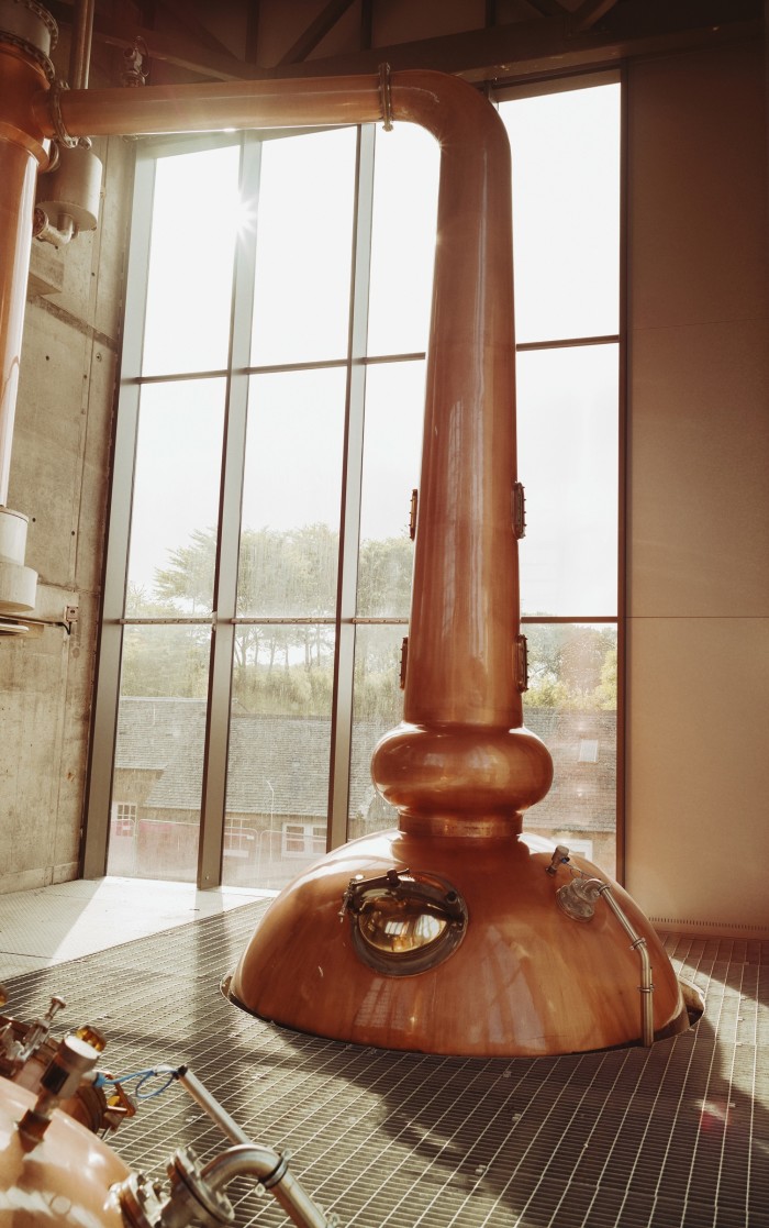 One of the two state-of-the-art copper pot stills in the Glenmorangie Lighthouse