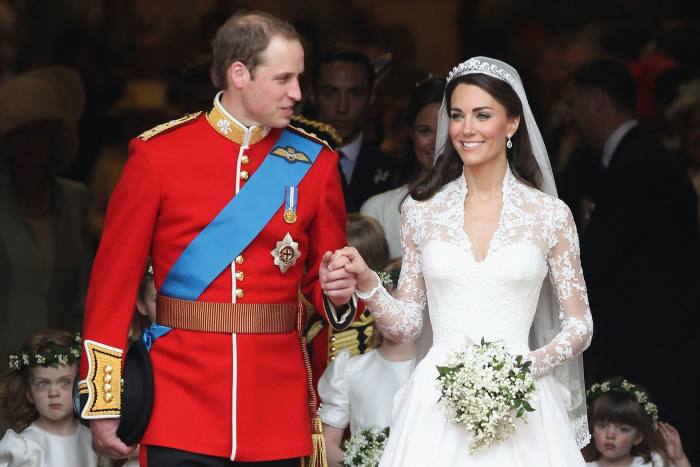 The Duchess of Cambridge wearing the Cartier “Halo” tiara on her wedding day 