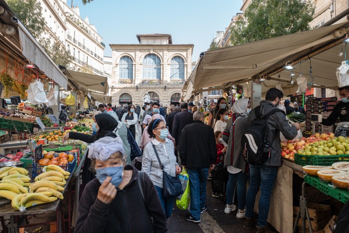 The Capucins market in Marseille, France this September. The port city has been one of the worst affected by the latest surge in infections