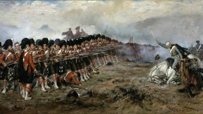 The 1881 painting by Robert Gibb showing the 93rd (Sutherland Highlanders) Regiment of Foot standing against Russian cavalry at the Battle of Balaclava on 25 October 1854 during the Crimean War