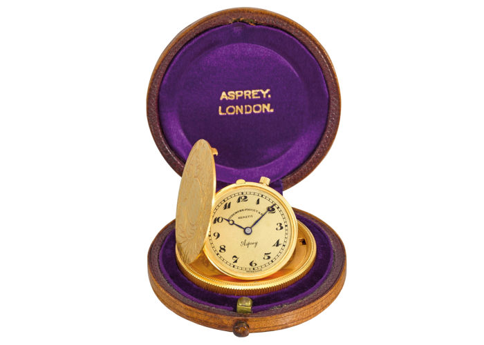 A coin watch with velvet casing