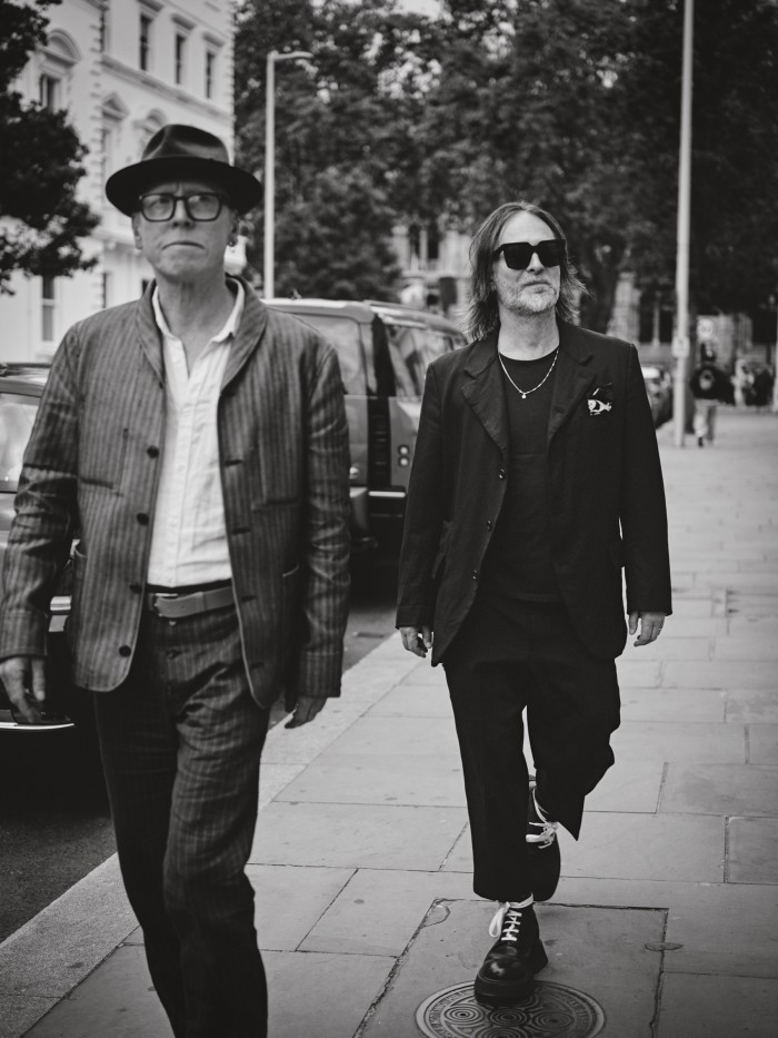 Stanley Donwood (left) and Thom Yorke outside their Cromwell Place gallery space in London