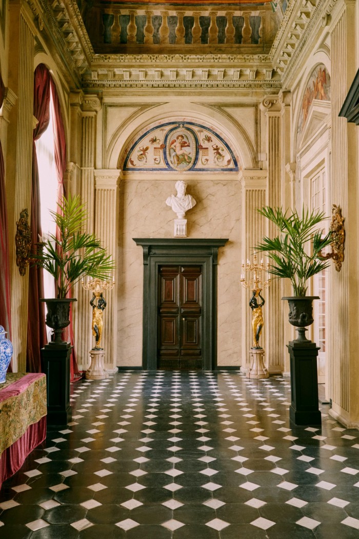 The first-floor entrance hall in Palazzo Spinola