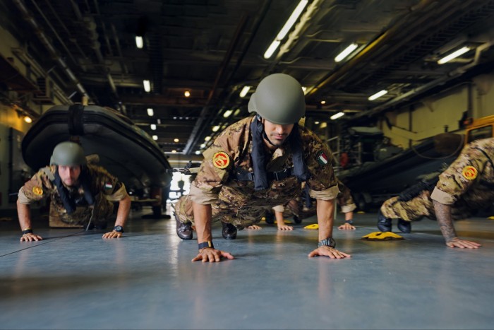 Press-ups, a time-honoured welcome from the Marines
