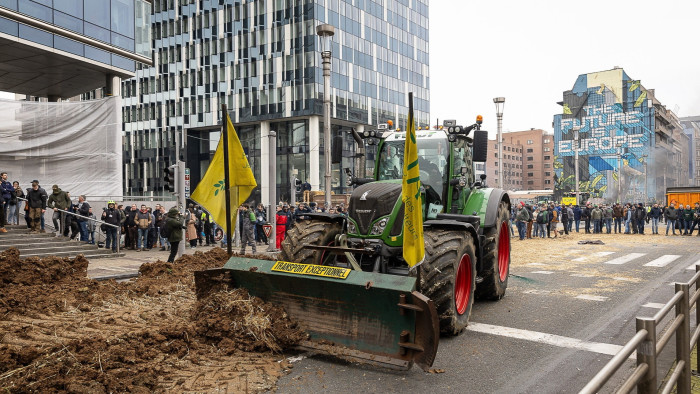 Farmers take their tractors to the streets for a protest 