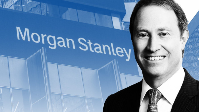 A montage image of Ted Pick and the Morgan Stanley logo in the background