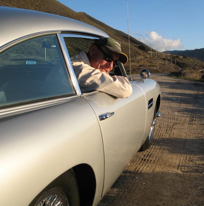 Neil Peart in his 1964 Aston Martin DB5