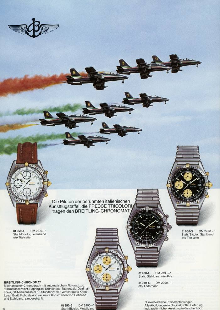 A Breitling catalogue of the original Chronomat collection