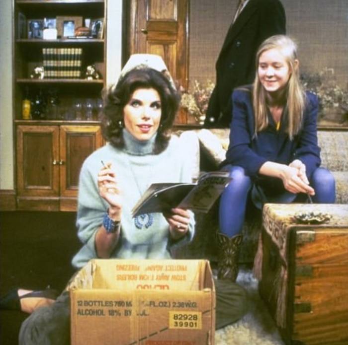 Nixon with her style icon Christine Baranski in 1983