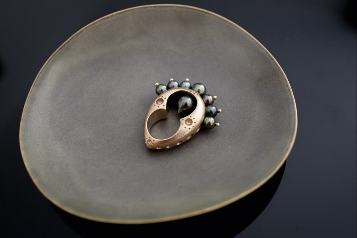 Zeller’s bronze and pearl ring, designed by Nathalie Dmitrovic