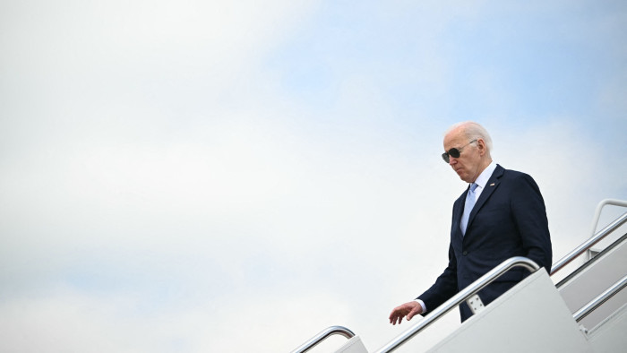 Joe Biden disembarks from Air Force One
